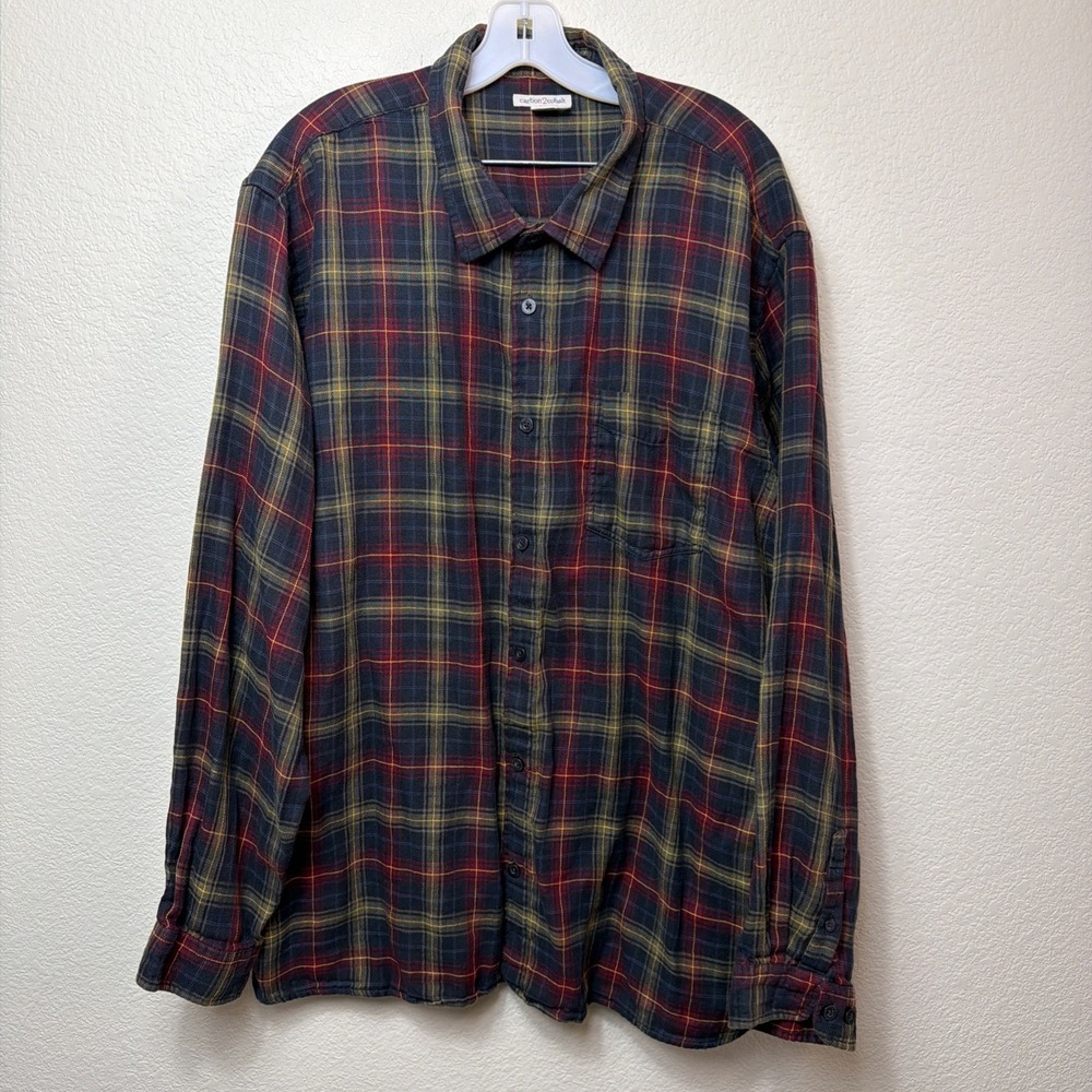 Carbon 2 Cobalt Shirt Mens XXL Flannel Plaid Long Sleeve 100% Cotton Button Up